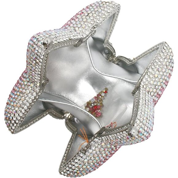 Luxury Pink Red Rhinestone Star Shape Clutch for Weddings & Parties - Picture 5 of 6